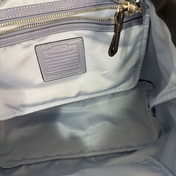 Coach New York Leather Womens Purse Handbag Black Ivory Satchel Handle Bag - Picture 10 of 16